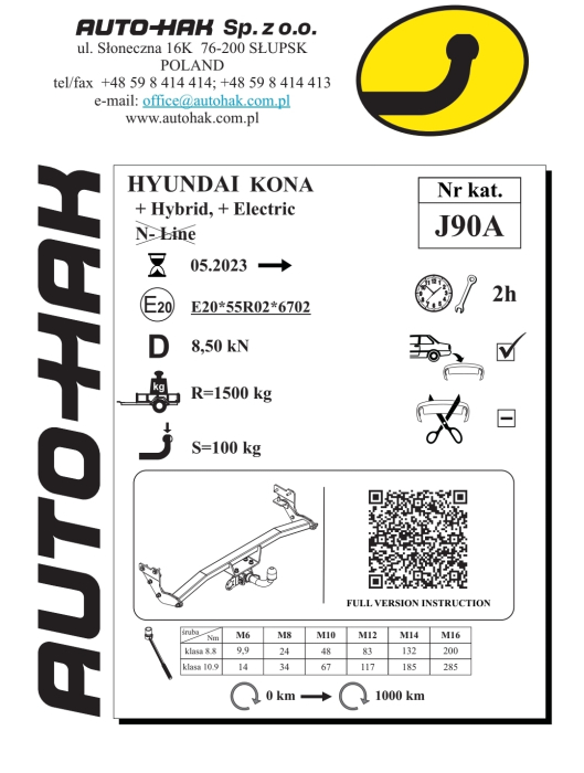 Cârlig Remorcare Hyundai Kona Hybrid / Electric (După 2023) Auto-Hak J 90A [7]