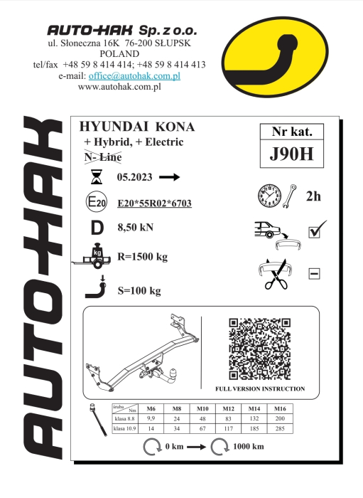 Cârlig Remorcare Hyundai Kona Hybrid / Electric (După 2023) Auto-Hak J 90H [4]