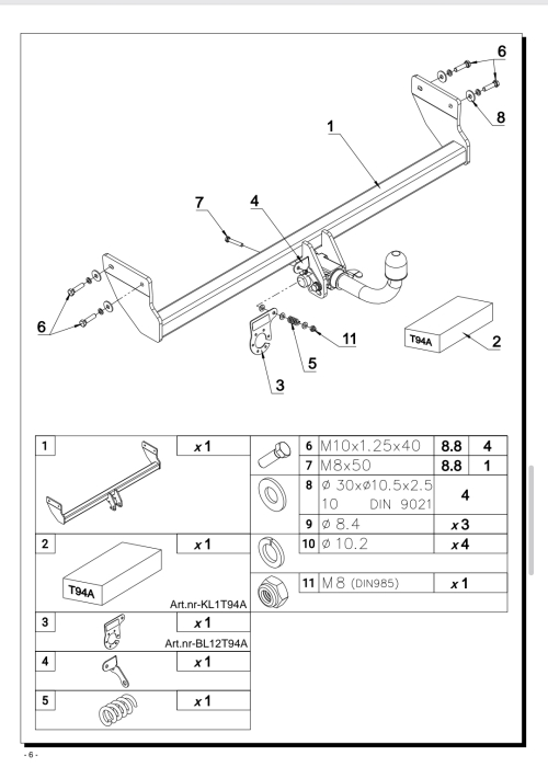 Cârlig remorcare demontabil orizontal Auto-Hak T94A pentru Kia K4 SW [3]