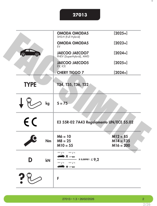 Cârlig de remorcare Umbra Rimorchi Demontabil Automat pentru Omoda 5 Hybrid SUV (2025 - Prezent) [3]
