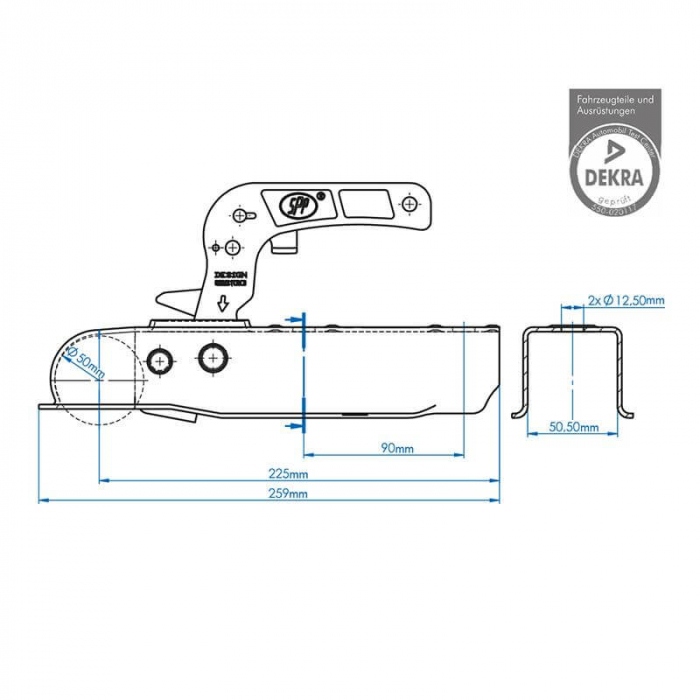 Cupla remorca 750 kg pentru ax patrat 50 mm. SPP ZSK-750H [2]
