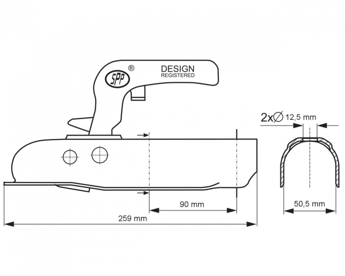 Cupla remorca 750 kg pentru ax rotund 50 mm. SPP ZSK-750C [2]
