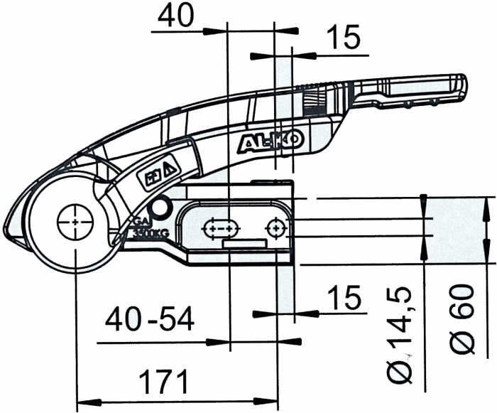 Cupla remorca cu stabilizator si antifurt 3500 kg pentru ax rotund 60 mm marca AL-KO AKS 3504 [2]