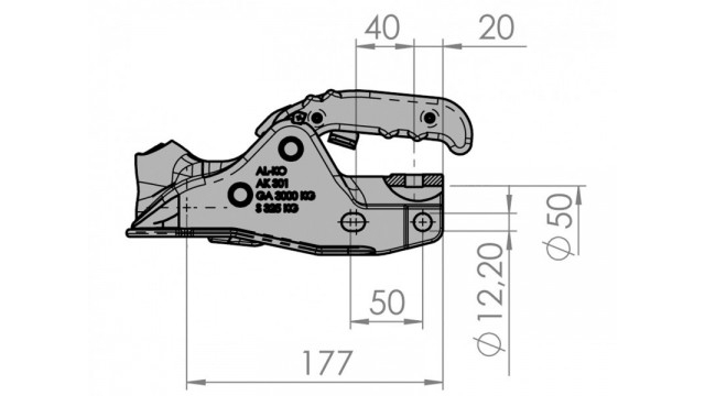 Cupla turnata cu control de uzura remorca 3000 kg pentru ax rotund 50 mm. AL-KO AK 301 [2]