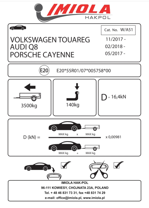 Cârlig de remorcare vertical automat Hakpol W/A51 pentru Porsche Cayenne (2017+) [7]