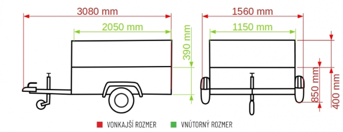 Remorca 750 kg obloane duble punte simpla 2050x1150x790 mm. [4]