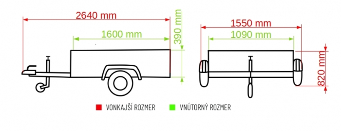 Remorca 750 kg punte simpla 1600x1090x340 mm. [6]