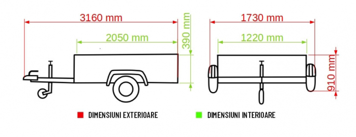 Remorca basculabila 750 kg punte simpla  2050x1220x390 mm. [5]