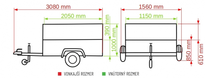 Remorca cu prelata si cadru 750 kg punte simpla 2050x1150x390 mm [4]