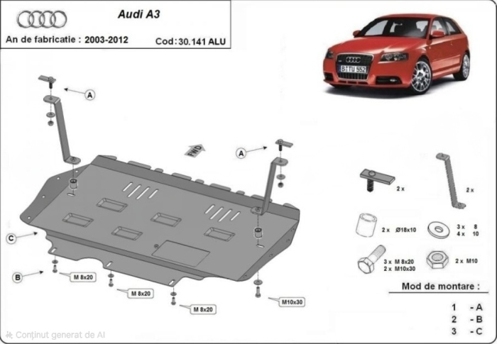 Scut aluminiu motor Audi A3 2003 - 2012 [1]