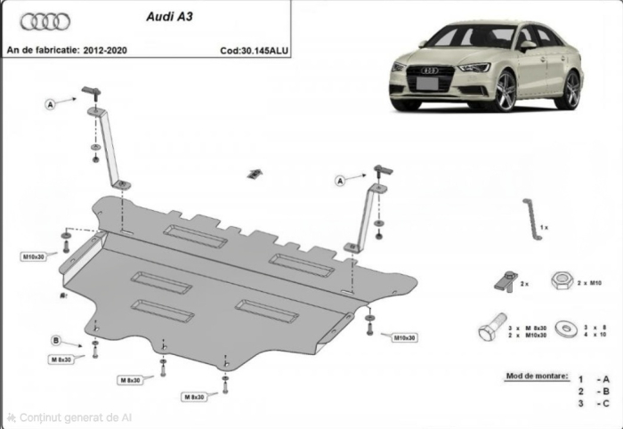 Scut aluminiu motor Audi A3 (8V) 2012 - 2020 [1]
