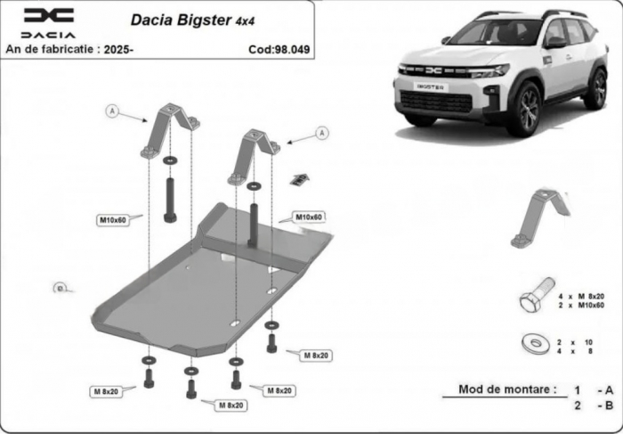 Scut aluminiu pentru diferential spate Dacia Bigster 2025 - prezent [1]