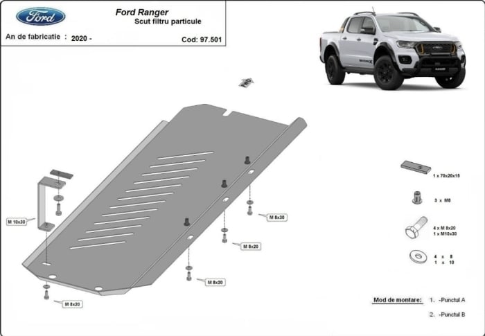 Scut metalic filtru particule Ford Ranger 2020 - 2023 [1]