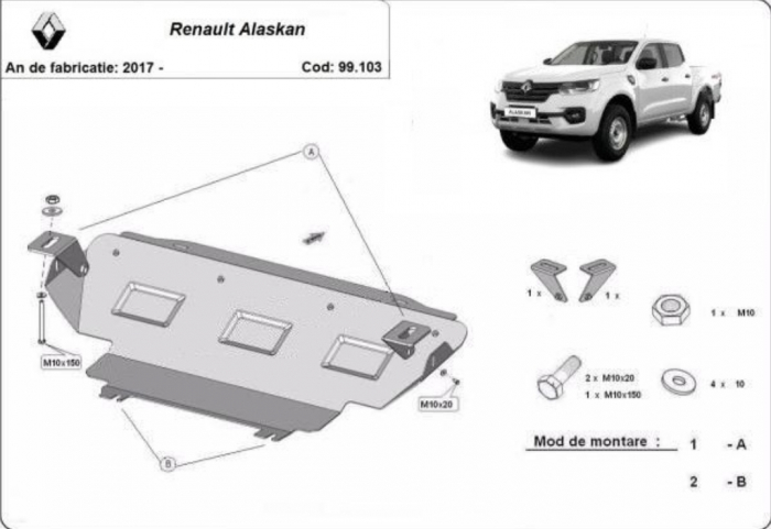 Scut metalic radiator Renault Alaskan 2017 - 2025 [1]