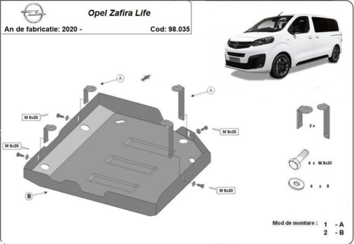 Scut metalic protecție rezervor AdBlue Opel Zafira Life 2020-prezent [1]