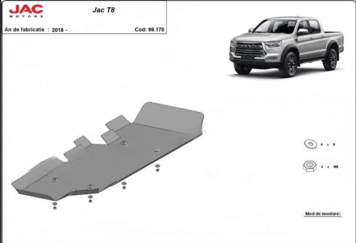 Scut metalic rezervor JAC T8 2018 - 2024 [1]