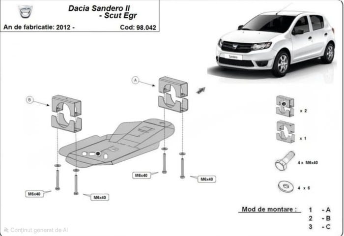 Scut metalic Sistem Stop&GO, clapeta EGR Dacia Sandero fabricat 2012 - 2020 [1]