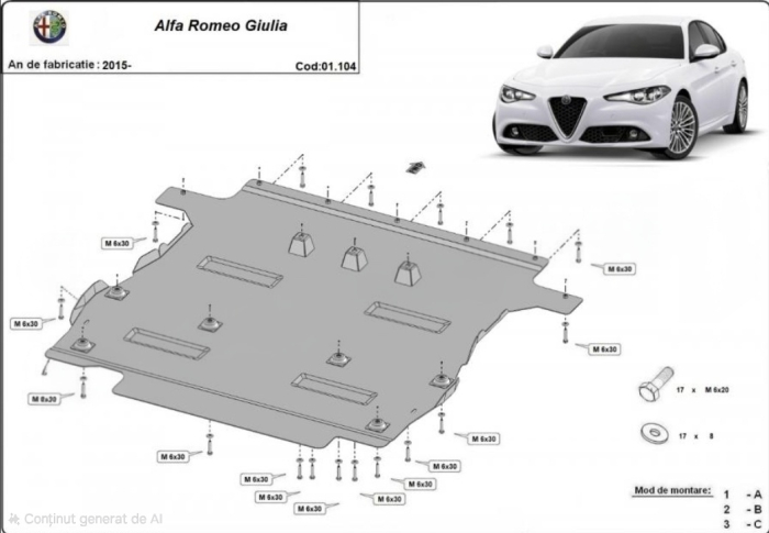 Scut motor metalic Alfa Romeo Giulia 2015 - prezent [1]