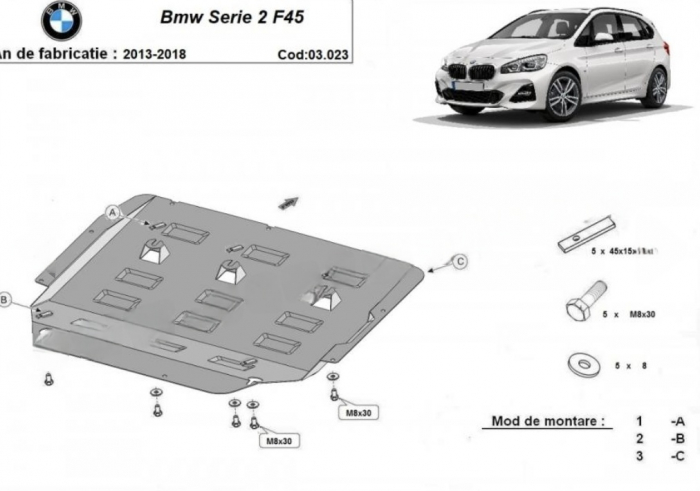 Scut motor metalic Bmw Serie 2 F45 fabricat intre 2013 - 2018 [1]