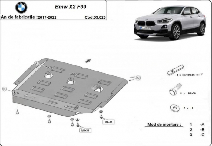 Scut motor metalic BMW X2 F39 2017 - 2022 [1]