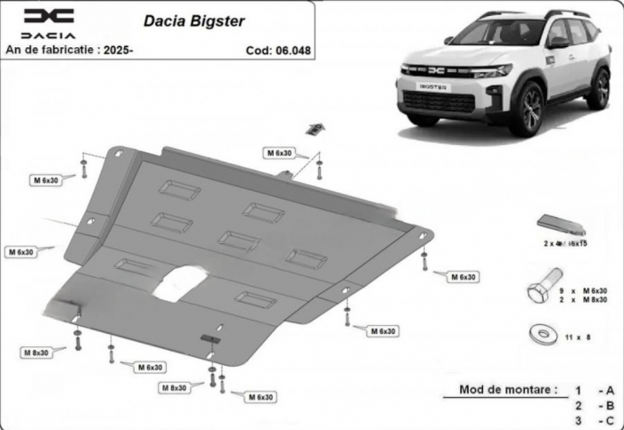 Scut motor metalic Dacia Bigster 2025 - prezent [1]
