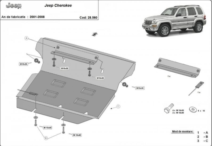 Scut motor metalic Jeep Cherokee KJ fabricat intre 2001 - 2008 [1]