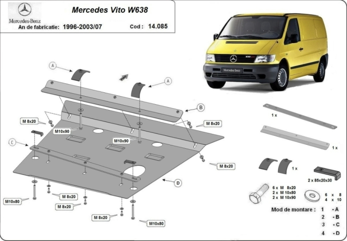 Scut Motor Metalic Mercedes Vito W638 (1996-2003) Toate Motorizarile [1]