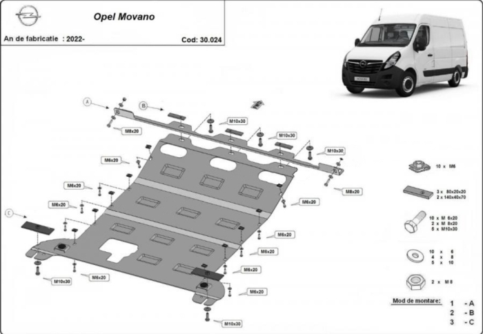 Scut motor metalic Opel Movano 2021 - prezent [1]