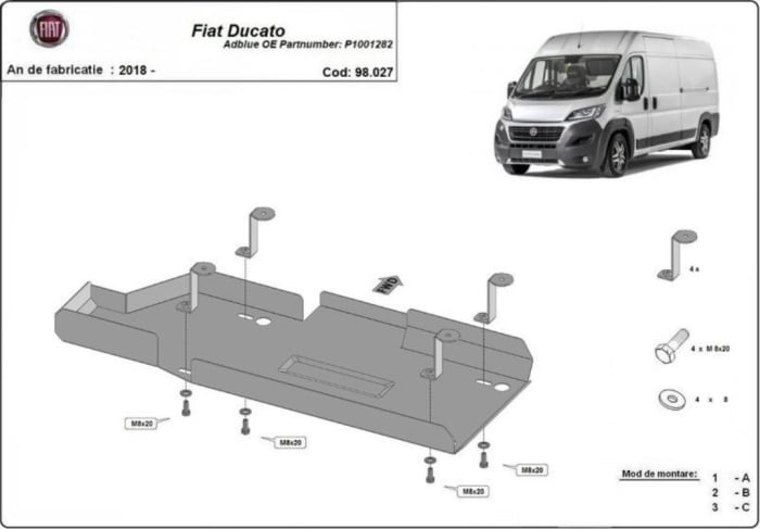 Scut rezervor AdBlue Fiat Ducato OE P1001282 2018 - prezent [1]