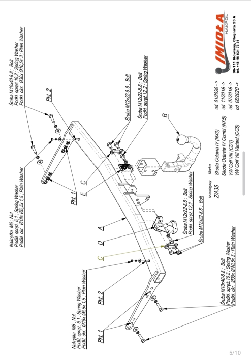 Cârlig de remorcare vertical automat Hakpol Z/A35 pentru Skoda Octavia IV (2020+) [9]