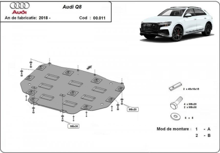 Scut motor Audi Q8 - Scut metalic cutie de viteze Audi Q8 fabricat dupa 2018