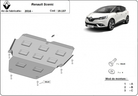 Scut motor Renault Scenic - Scut motor metalic Renault Scenic dupa 2016