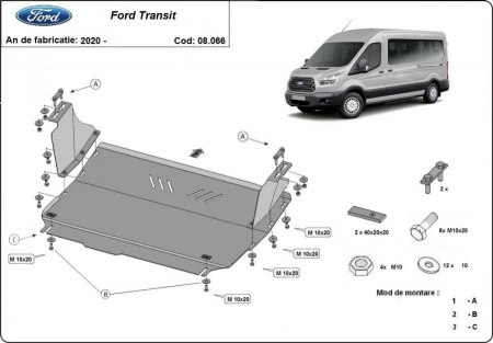 Scut motor Ford - Scut motor metalic Ford Transit tractiune fata dupa 2019