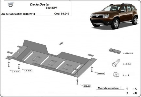 Scut motor Dacia - Scut metalic filtru particule Dacia Duster 2010 - 2014