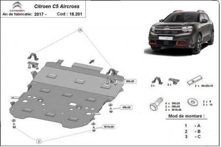 Scut motor Citroen C5 Aircross - Scut motor metalic Citroen C5 Aircross fabricat dupa 2017