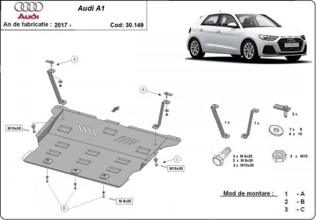 Scut motor metalic Audi A1 fabricat dupa 2017