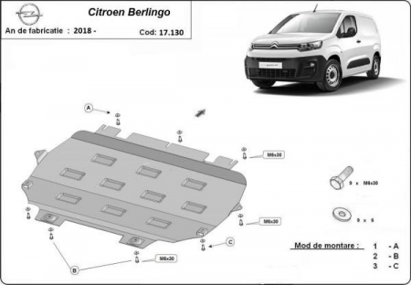 Scut motor Citroen - Scut motor metalic Citroen Berligo fabricat dupa 2018