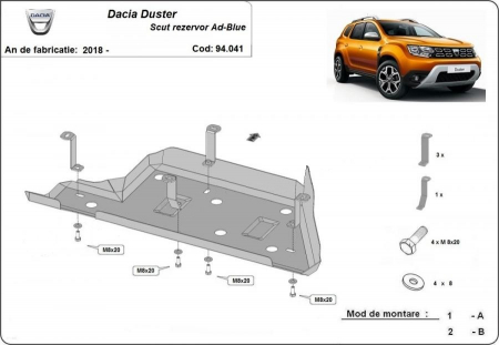 Scut metalic AdBlue Dacia Duster fabricata dupa 2018