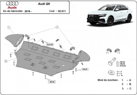 Scut motor Audi Q8 - Scut motor metalic Audi Q8 fabricat dupa 2018