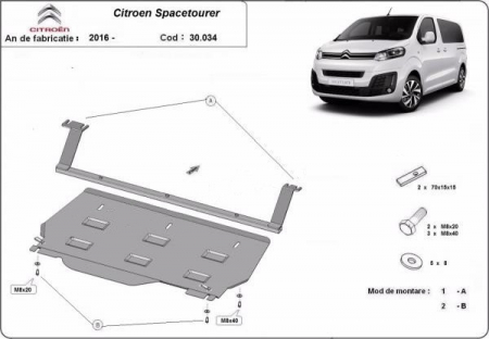 Scut motor Citroen Spacetourer - Scut motor metalic Citroen Spacetourer Monovolum fabricat dupa 2016