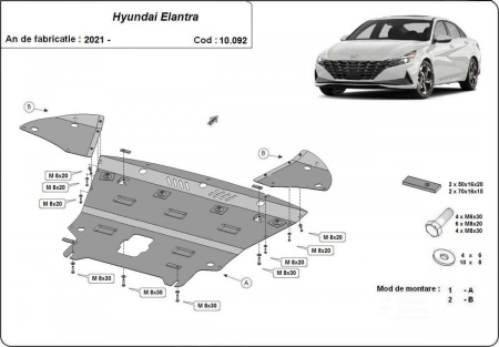 Scut motor Hyundai Elantra - Scut motor metalic Hyundai Elantra dupa 2021