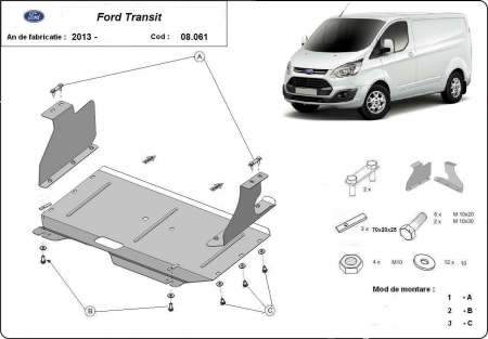 Scut motor Ford - Scut motor metalic Ford Transit tractiune fata fabricat intre 2013 - 2020