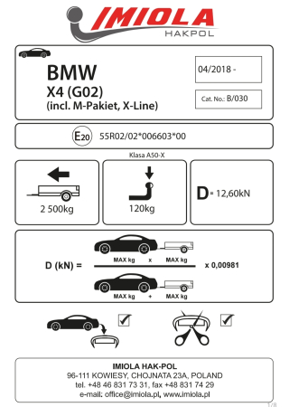 Cârlig de remorcare Hakpol B/030 pentru BMW X4 G02 (2018+) [1]