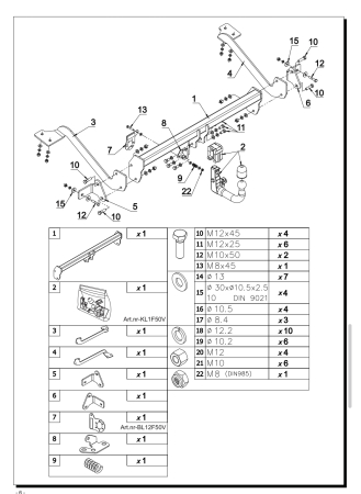 Cârlig de remorcare Auto-Hak Demontabil Vertical cu Cheie pentru Fiat Doblo L2 (+E-DOBLO) (2022 - Prezent) [4]