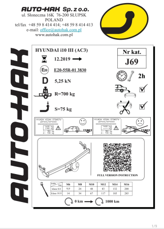 Cârlig Remorcare Hyundai i10 III (După 2019) Auto-Hak J 69 karmaster.ro [1]
