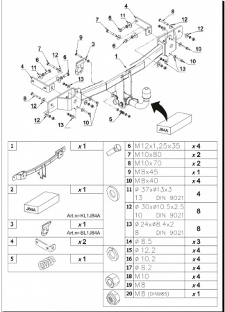 Carlig remorcare Hyundai i40 4 usi dupa 10/2018 demontabil automat cu maneta marca Autohak [1]