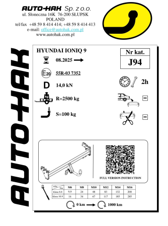 Cârlig Remorcare Hyundai Ioniq 9 (După 2025) Auto-Hak J 94 [1]