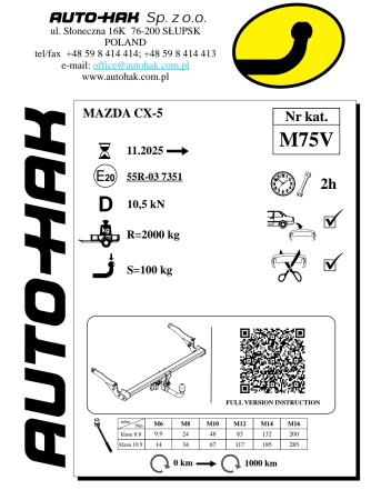 Cârlig remorcare demontabil vertical Auto-Hak M 75V pentru Mazda CX-5 (după 11.2025) – karmaster.ro [3]