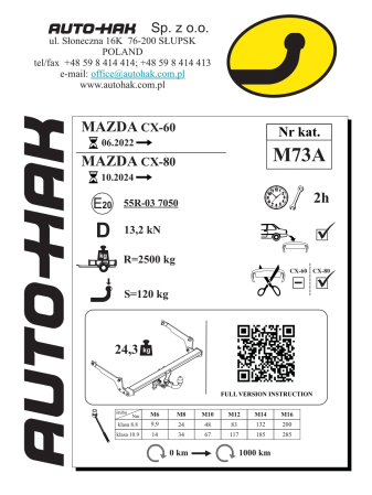 Cârlig remorcare demontabil orizontal Auto-Hak M 73A pentru Mazda CX-80 (după 10.2024) – karmaster.ro [1]