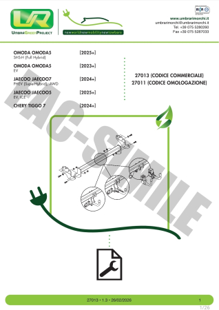 Cârlig de remorcare Umbra Rimorchi Demontabil Automat pentru Omoda 5 Hybrid SUV (2025 - Prezent) [1]
